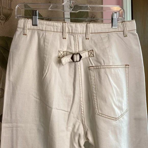 Sandrine Rose Jeans Size 30 White/Mustard Stitching NWT Retail $198 - Picture 6 of 9